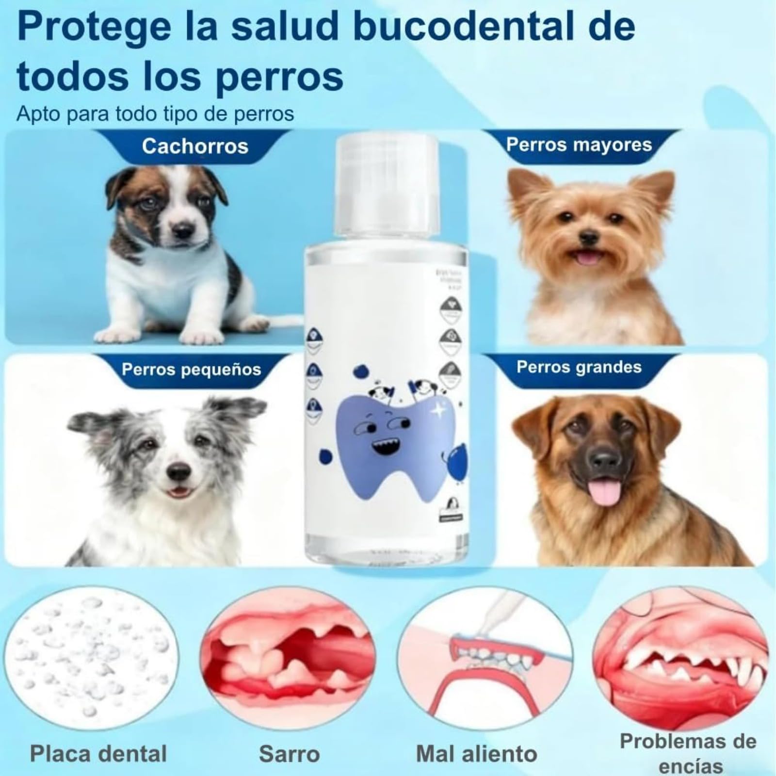 Balyxe Enjuague Bucal para Perros——Elimina El Mal Aliento, Refresca El Aliento Y Cuida Las Encías, Adecuado para Usar En Casa Y Al Aire Libre (Blanco,2 Pcs)