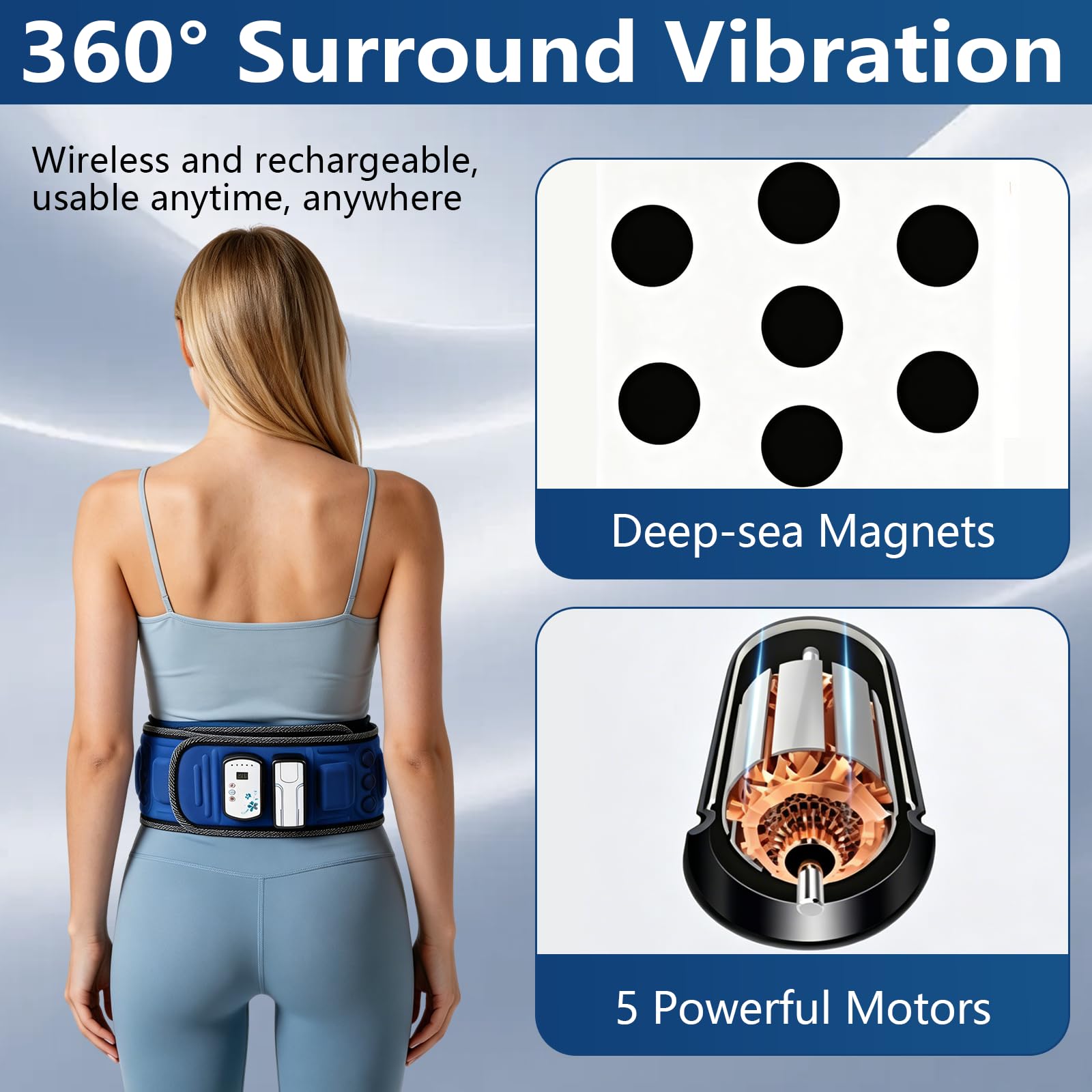 BRGD Elektrische Taillenmassage, Bauch Abnehmen Fitness-Massagegürtel mit 5 Motoren & 33 Magneten Elektrische Taillenmassage für Körperformer und Trainer