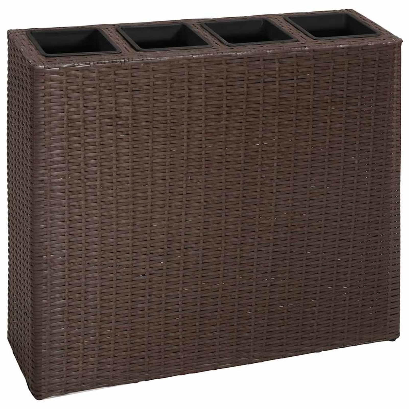 Homgoday Juego de jardinera de ratán sintético con 4 macetas, color marrón, 79 x 22 x 76 cm, modelo 41085