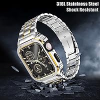 Vista 39 de MioHHR Correa de reloj de acero inoxidable con funda compatible con Apple Watch Ultra 3 2 1 (1.732 pulgadas), correa resistente con cubierta Negro