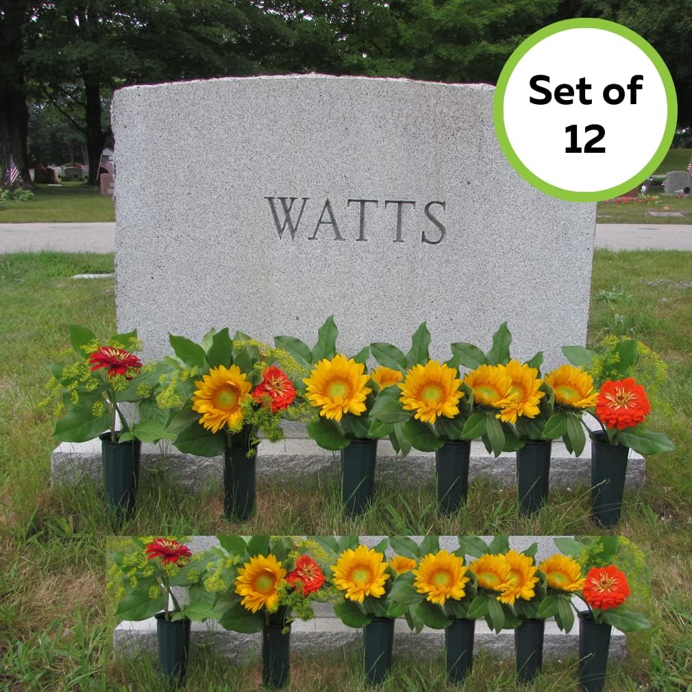 Evelots Cemetery Flower Vase with Sturdy Spikes/Stakes 12 Pack Outdoor Artificial or Fresh Flower Holder Grave Decoration