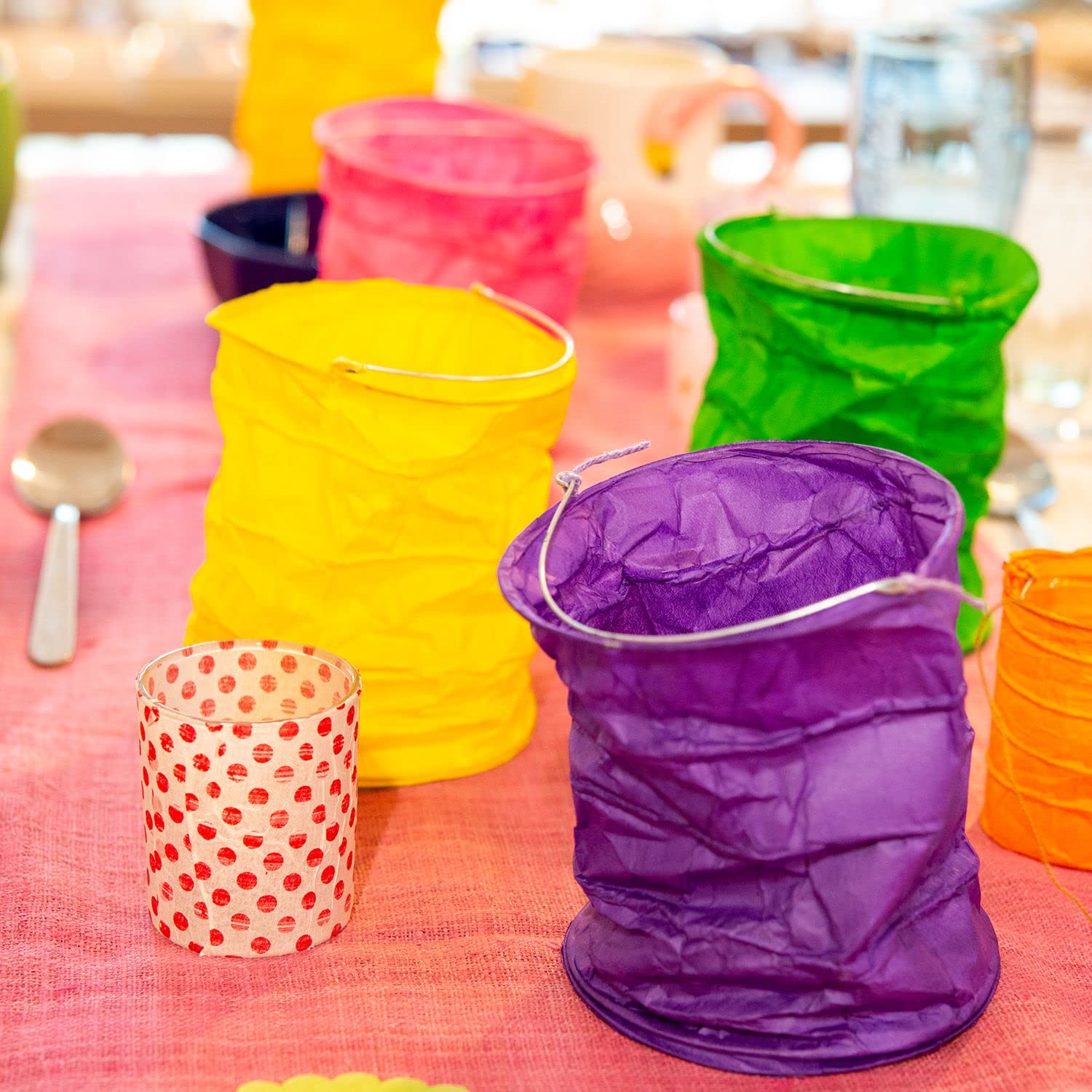 Papier-Lampions (10 St.) • Lichtertüten in Rainbow • Partydeko für Hochzeit, Geburtstag, Fasching • Größe L