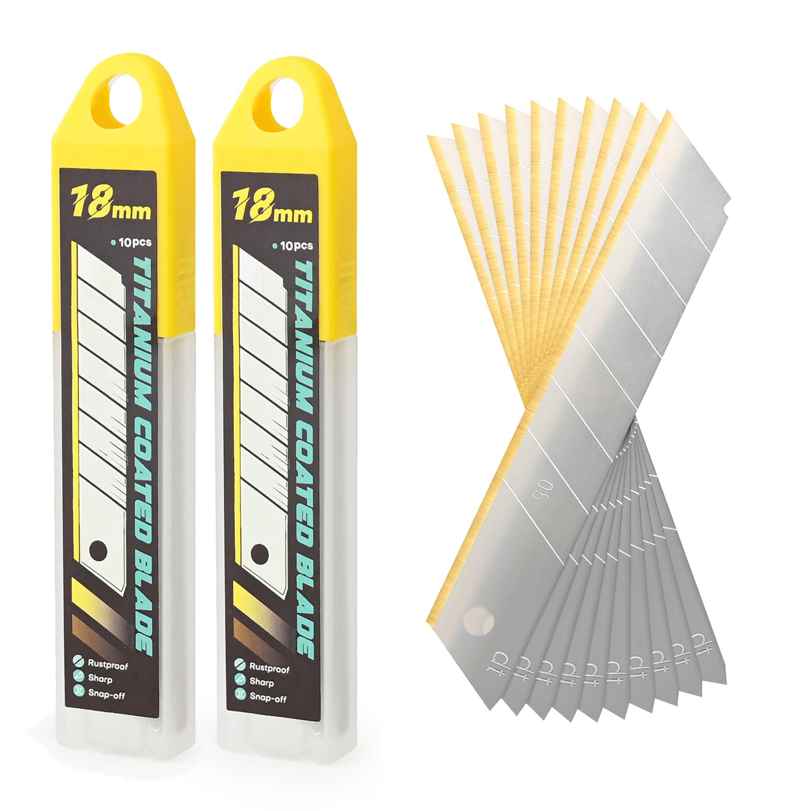 EHDIS 20PCS Cuchillas Cutter de Repuesto Premium de Titanio 18MM, Cuchillas a Presión para Cuchillos de Corte, para Trabajos Artesanales Profesionales y Aficionados