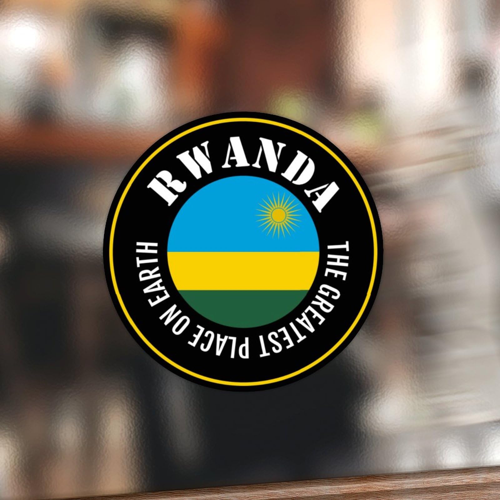 Swavecat 100PCS Rwanda Flag Round Stickers Decals Rwanda The Greatest Place on Earth Vinyl Label Sticker Patriotic National Symbolic Sticker for Phone