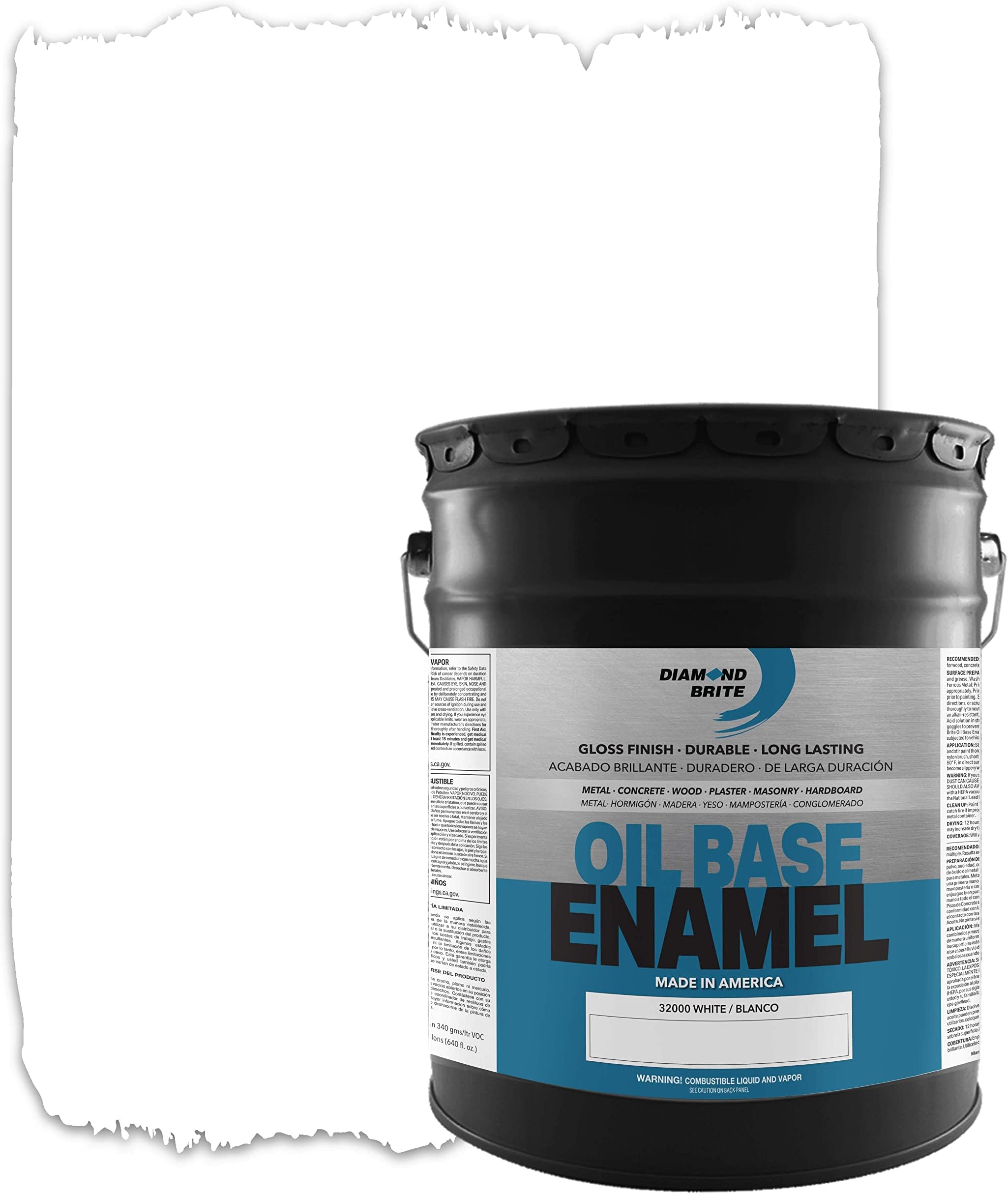 Diamond Brite Paint 5 Gallons of Oil Base Enamel Paint in White 32000-5