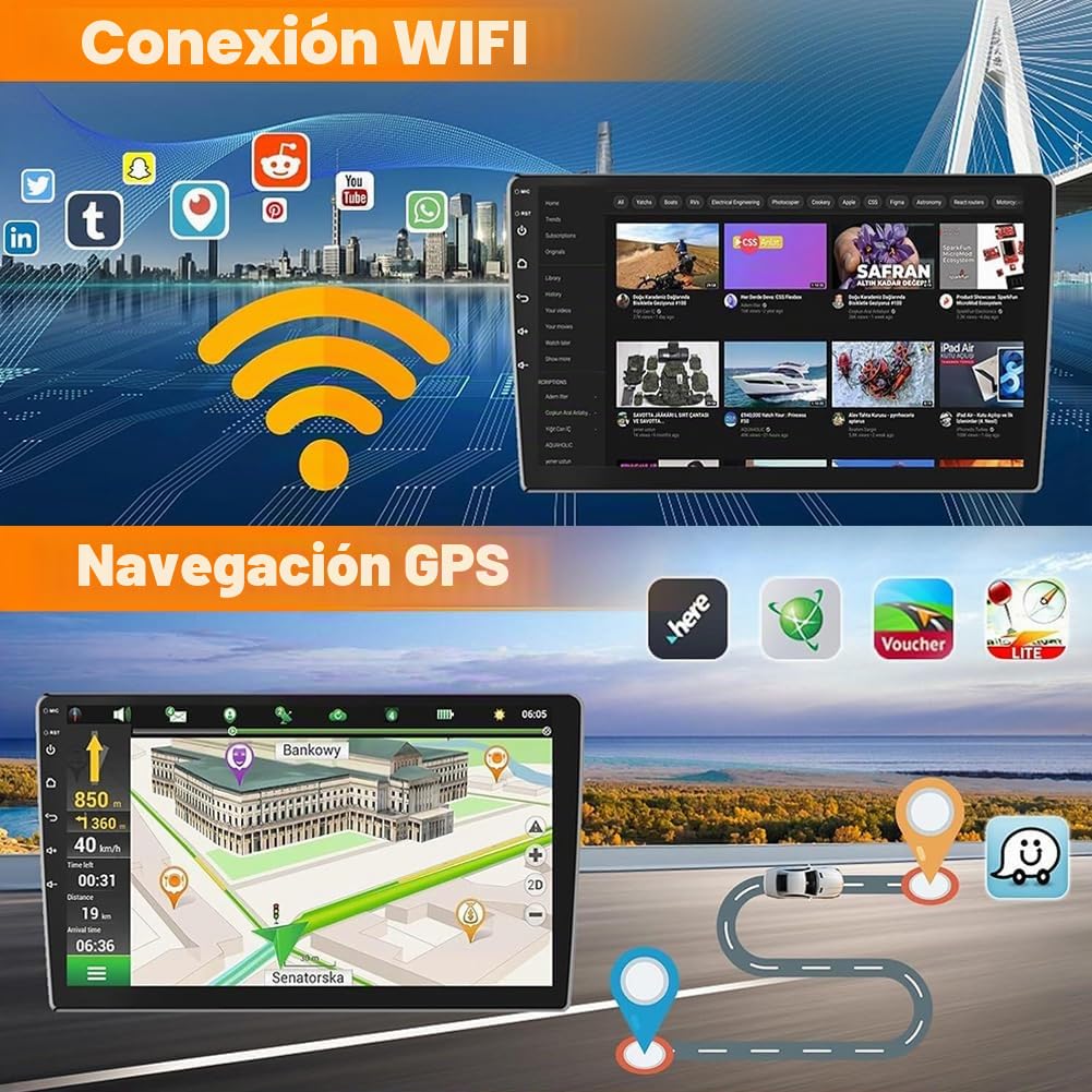 Radio de Coche with Android 13 de 9 Pulgadas con 2G + 32 G de Repuesto para Ford Fiesta MK6 2008-2016, Compatible con Android Auto with Wireless Carplay, WiFi Bluetooth 5.1 GPS DSP USB