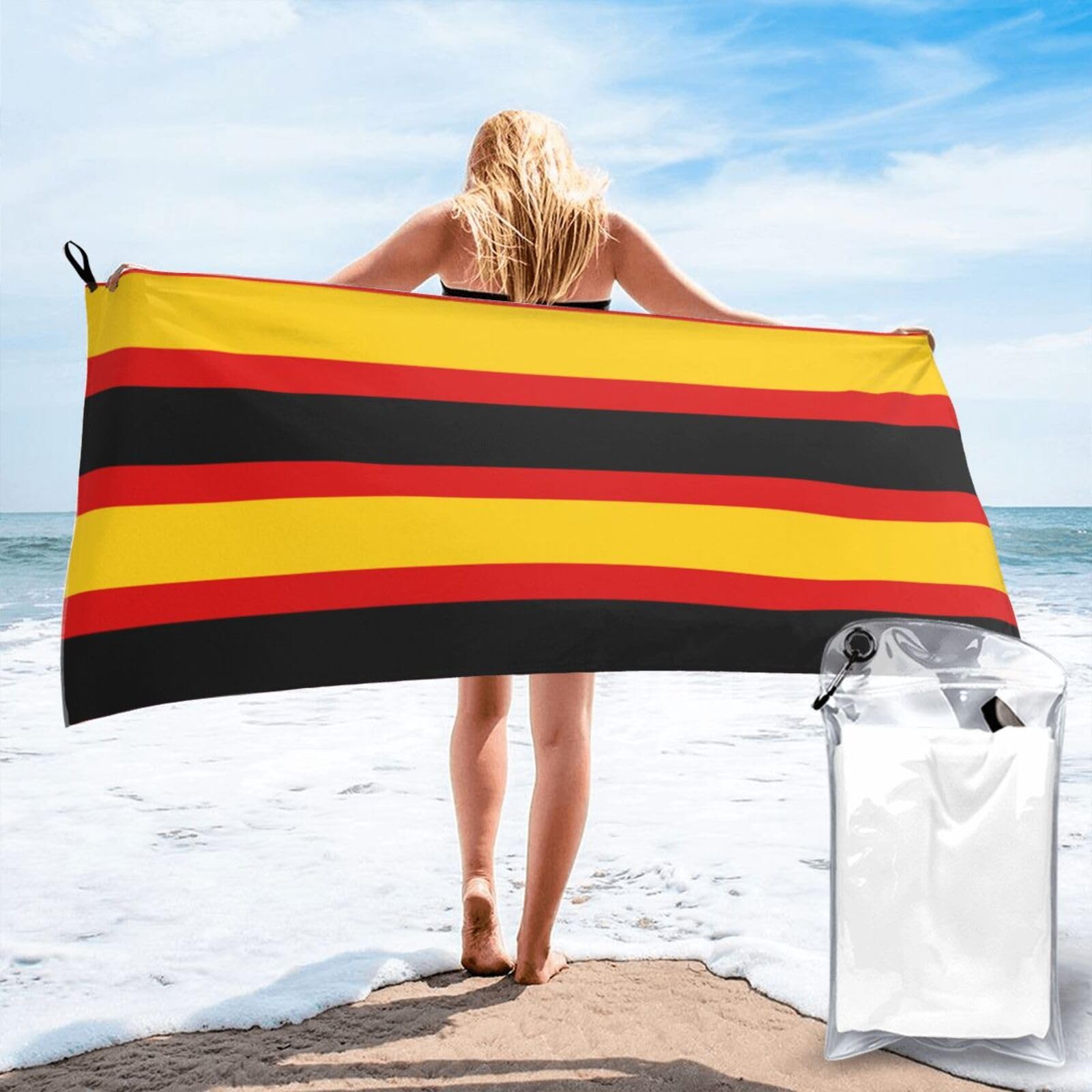 DIEzig German Flag Print Beach Towel Fast Dry Thin For Holiday Vacation Cruise Gym Swimmers