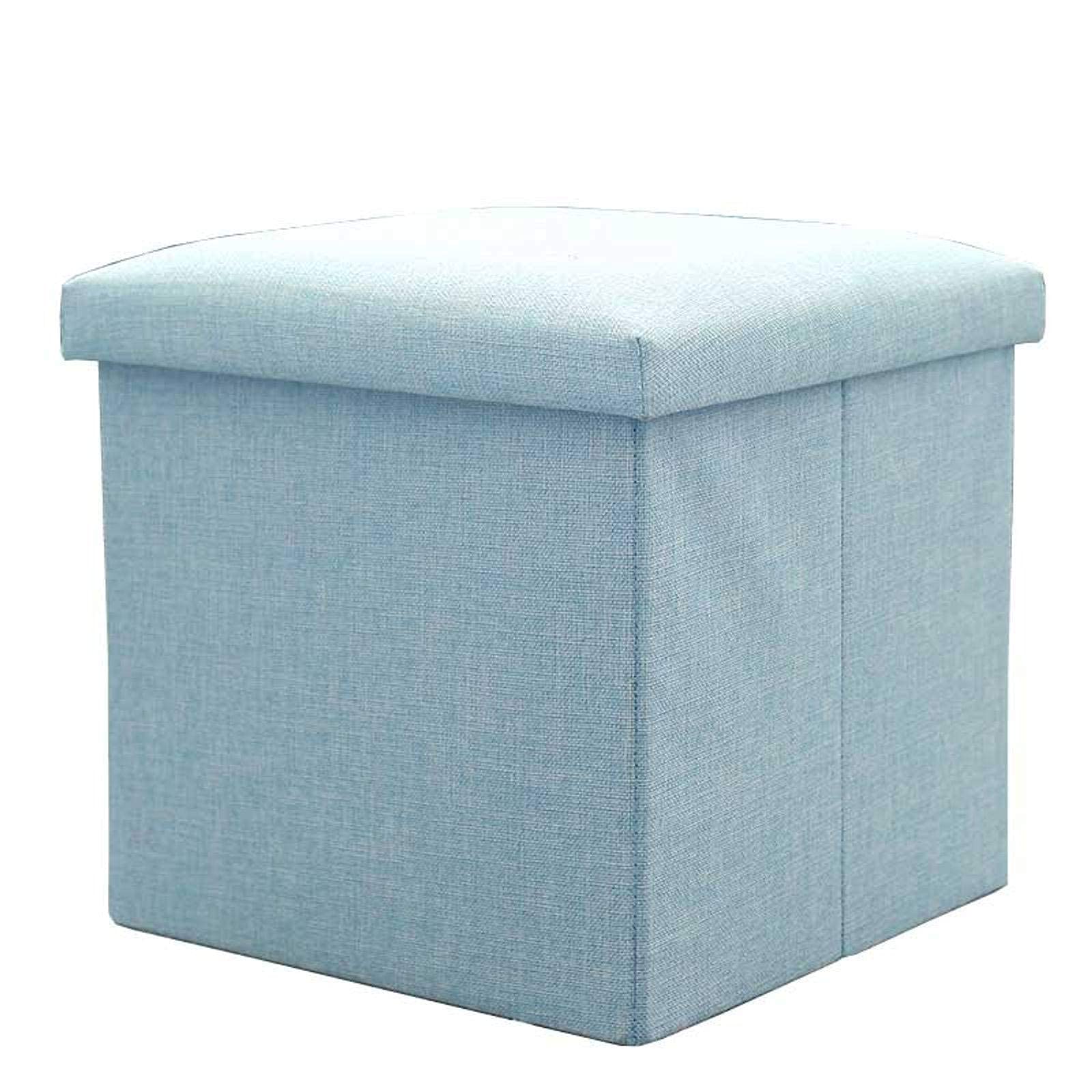 Cube ottoman pliable en lin 38cm : boîte de rangement et repose-pieds gain de place pour salon