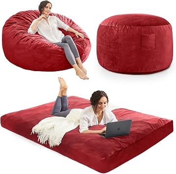 Bean Bag Chairs for Adults - Giant Bean Bag Convertible Floor Sofa