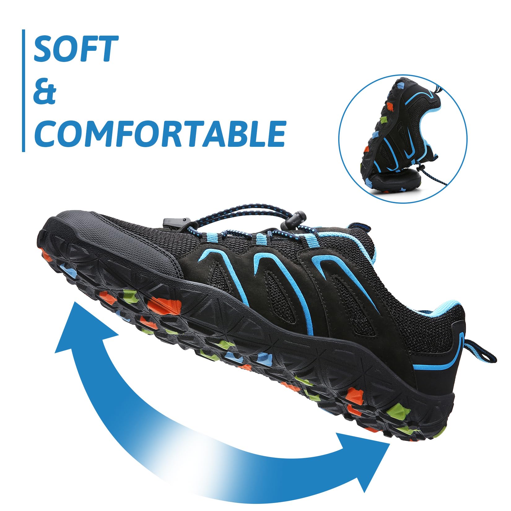 Chaussures Randonnée Garçon Chaussures de Trail Enfant léger Antidérapant Marche de Trekking Outdoor(N Negro Azul,40 EU)