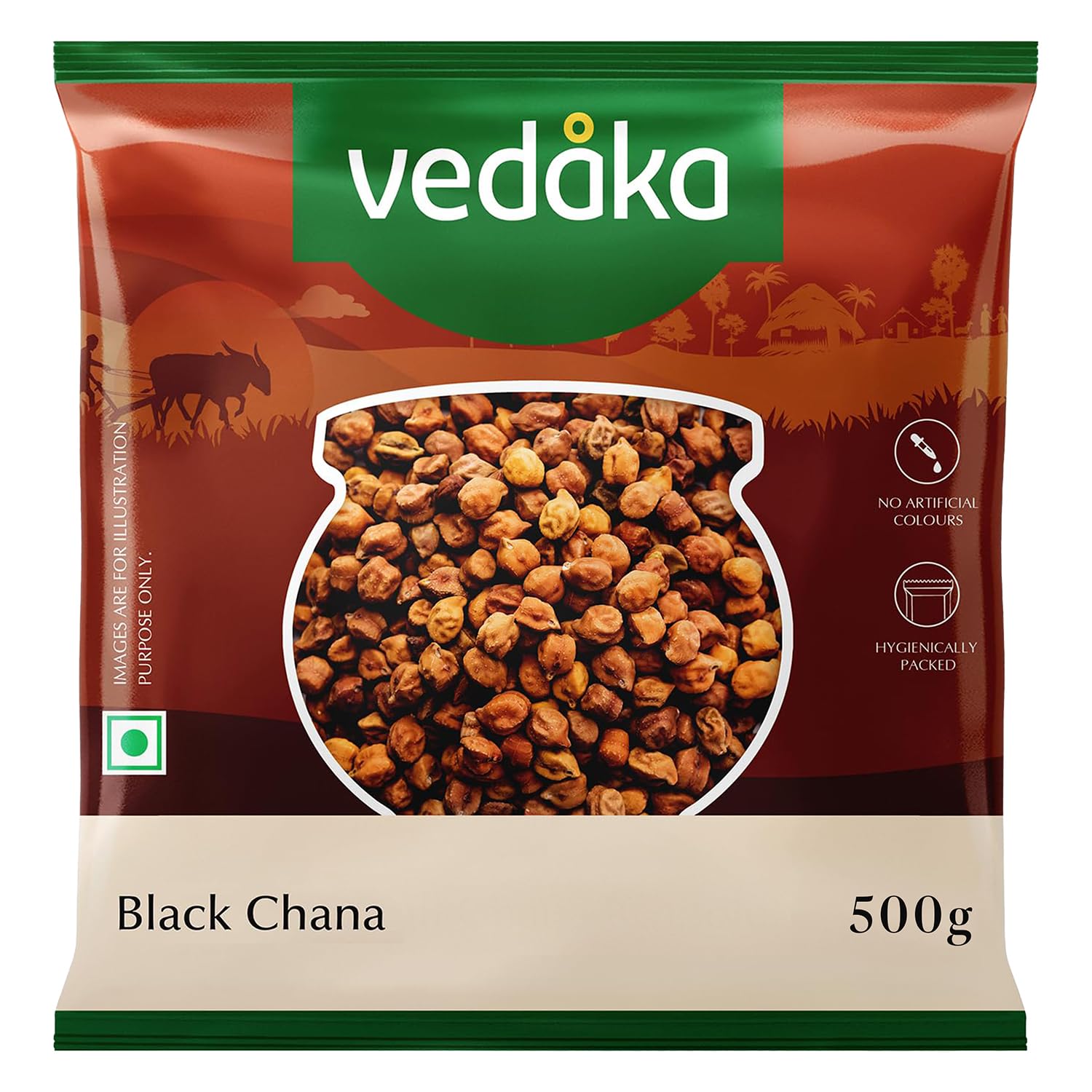 Amazon Brand – Vedaka Popular Unpolished Black Chana, 500 g