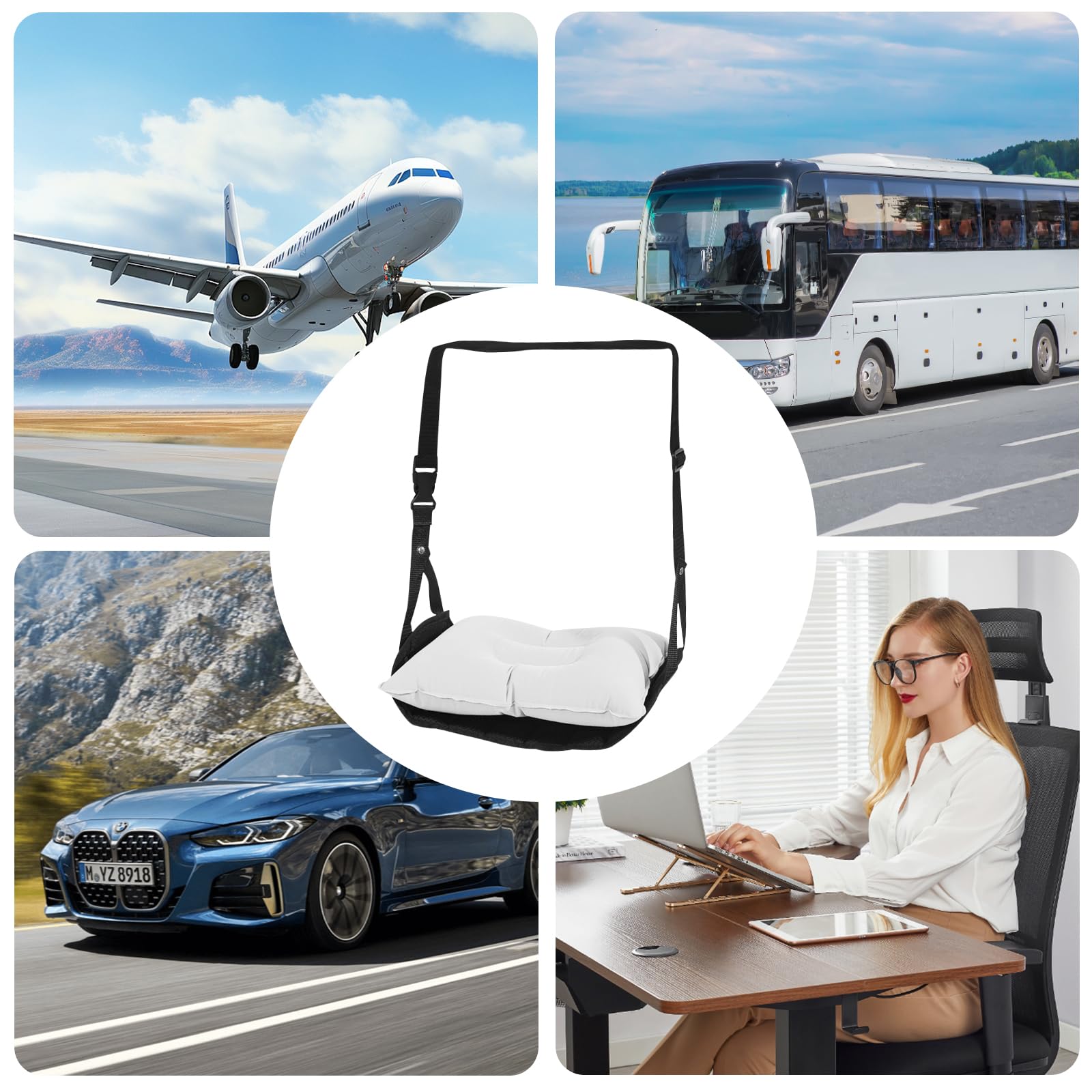Poggiapiedi Aeroplano, Poggiapiedi per aeroplano, amaca per piedi con cuscino gonfiabile, amaca da viaggio portatile, relax e comfort per voli lunghi
