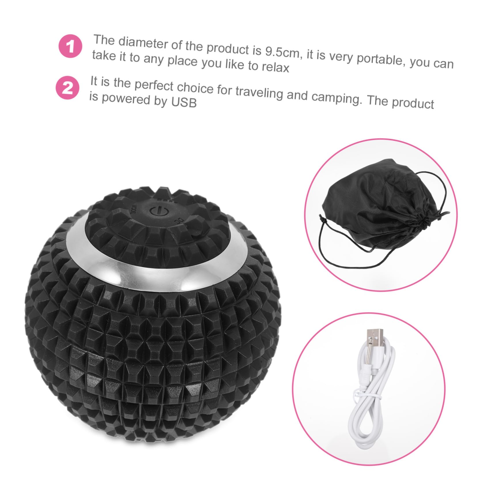 Bola de Masaje Eléctrica para Pies, Abs Negro, Práctica