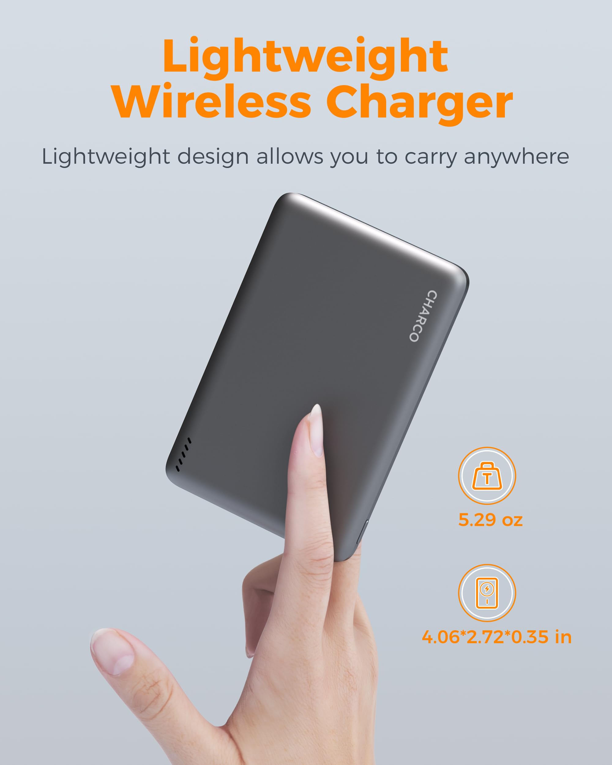CHARCO Magnetic Power Bank for Magsafe Fast Charging, 5000mAh Wireless Portable Charger with Ultra Slim & Lightweight, Compatible with iPhone 17/16/15/14/13 Series,Travel Essential — view 2