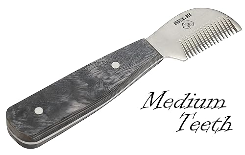 Miniatura 4 de BRUTUL FIGHT Bee - Juego de 5 cuchillos de aseo para perros con mango de madera, juego de 5 cuchillos antideslizantes de acero inoxidable para aseo