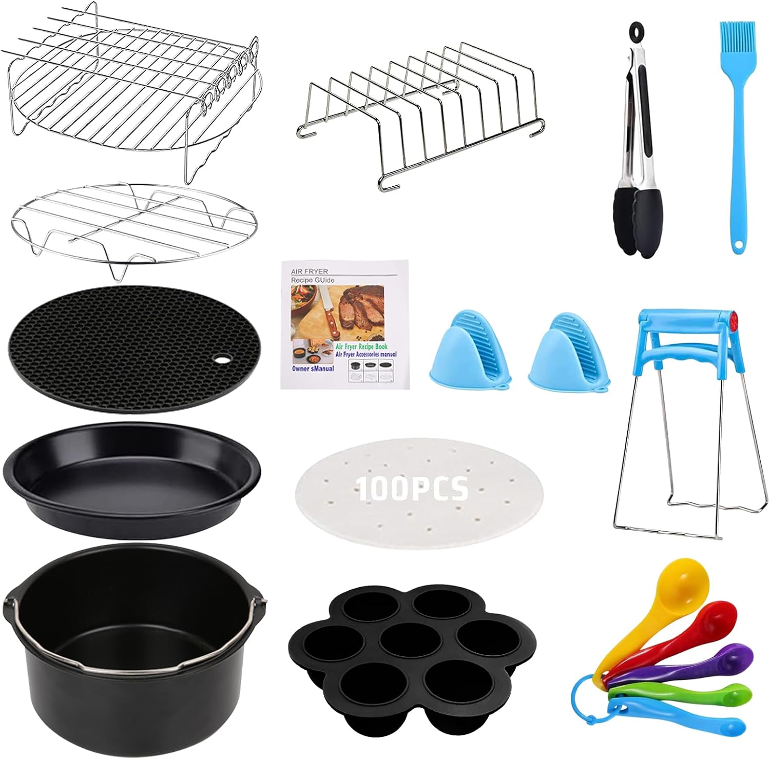 8 Inch Air Fryer Accessories,15 Pcs Accessories for Cosori 5.5L, Tower T17021 T17024, Ninja Air
