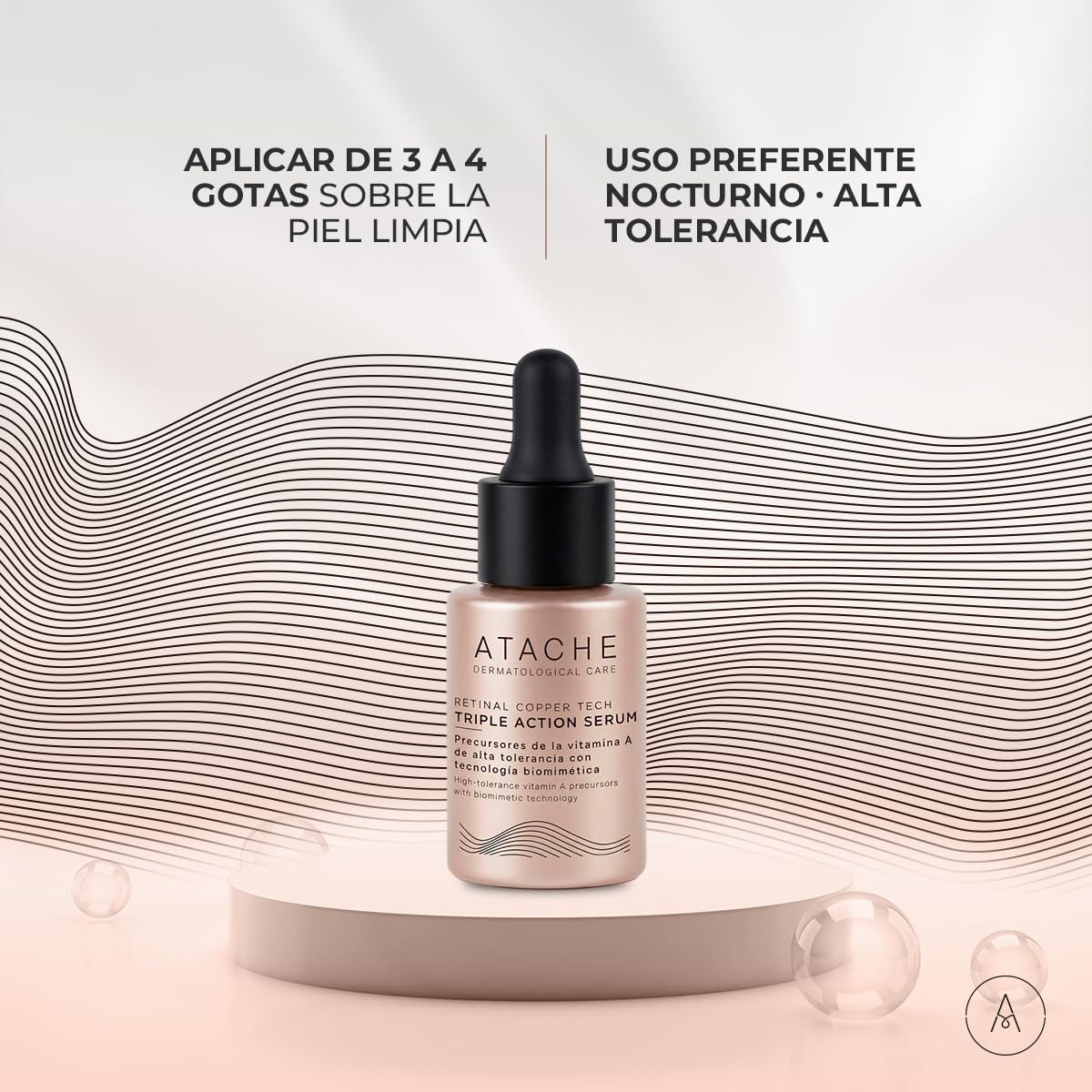 ATACHE Retinal Copper Tech - Siero retinal viso rassodante, anti-età, 30 ml