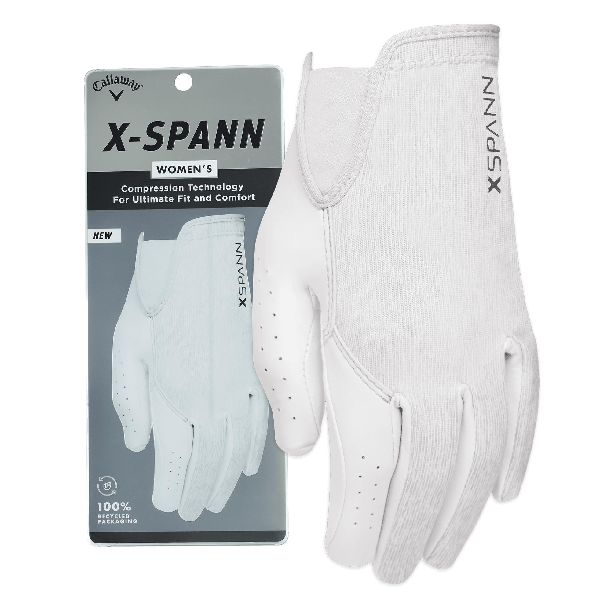 Callaway Guante de Golf X-Spann para Mujer, Blanco, M/L