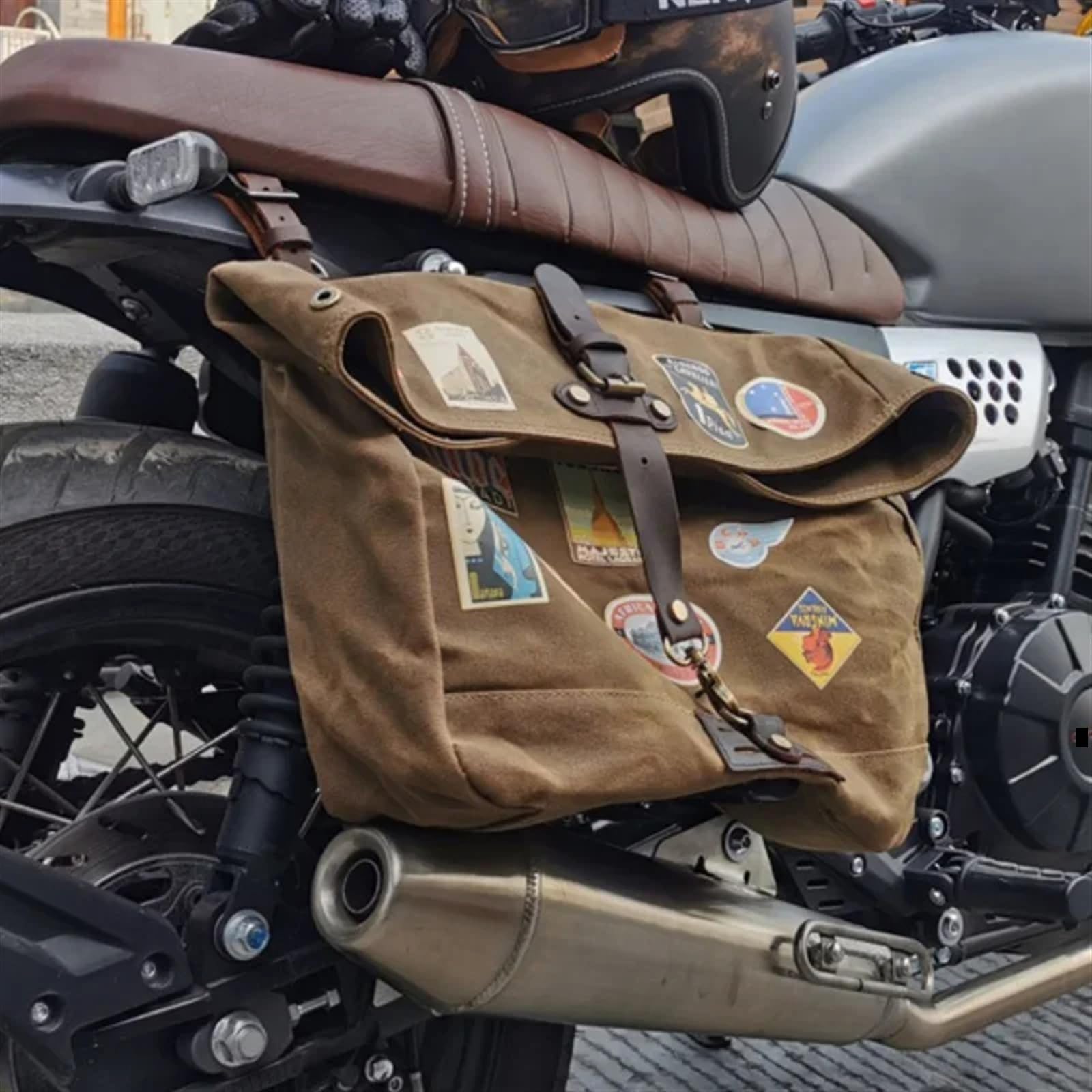 Alforjas De Lona Impermeables Para Sillín De Motocicleta Para Rebel 250 Vintage Para Scooter Moto Cross Motorcycle Tail Bolsa(Gray)