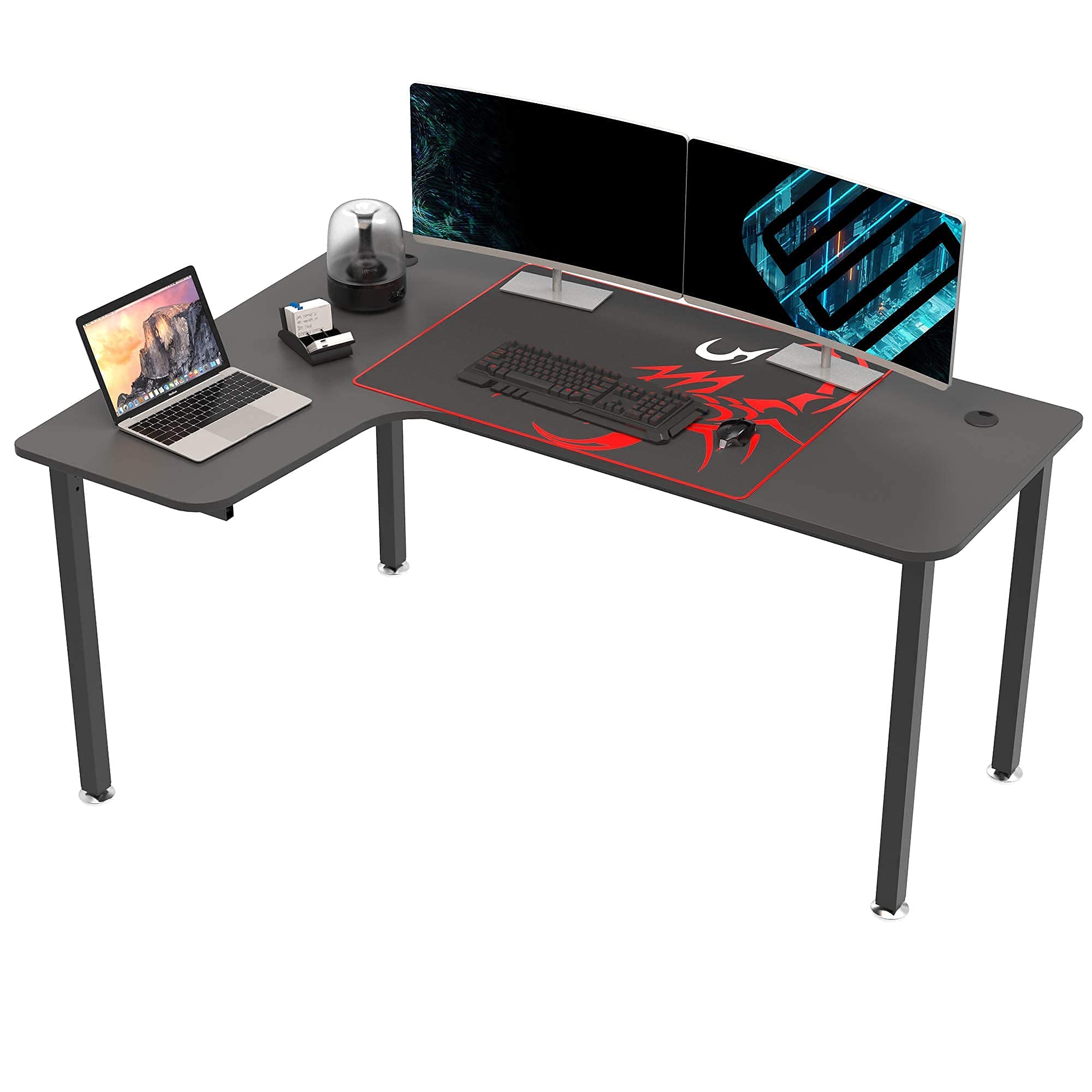 EUREKA ERGONOMIC Metal Powder Coated Computer Desk L Shaped Corner desk (Black)