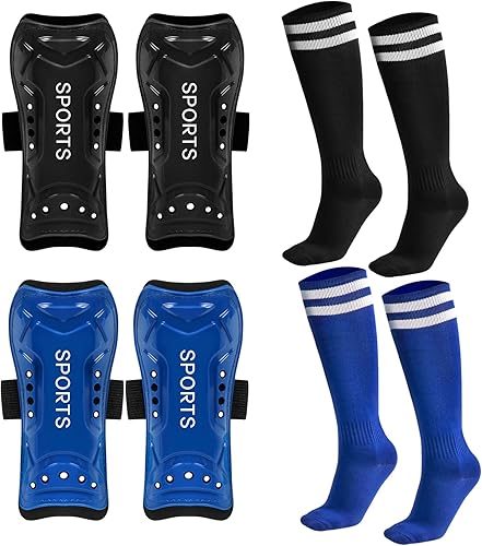 Miniatura 9 de Espinilleras de fútbol juveniles, transpirables y ligeras, equipo de protección de pantorrillas para niños de 3 a 15 años de edad, niños y niñas
