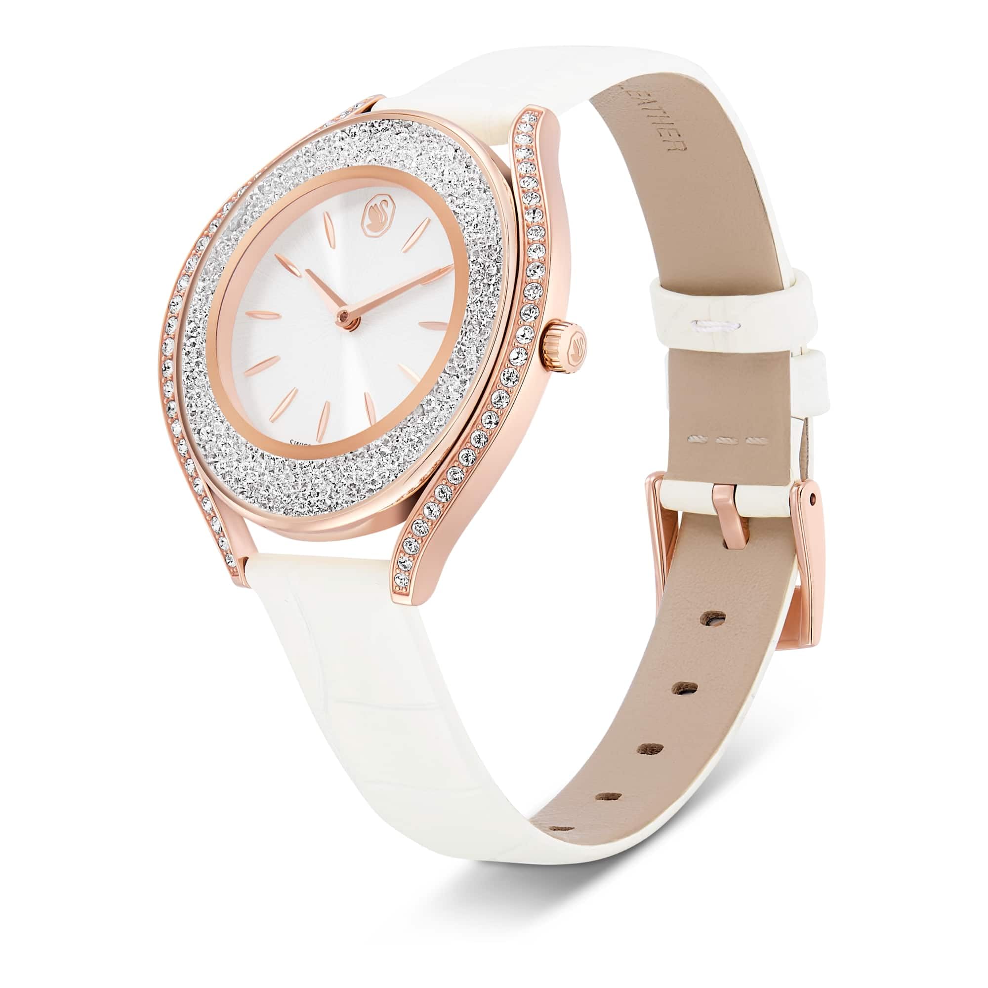 Swarovski Crystalline Collezione Aura Orologio, Swiss Made, Cinturino in Pelle