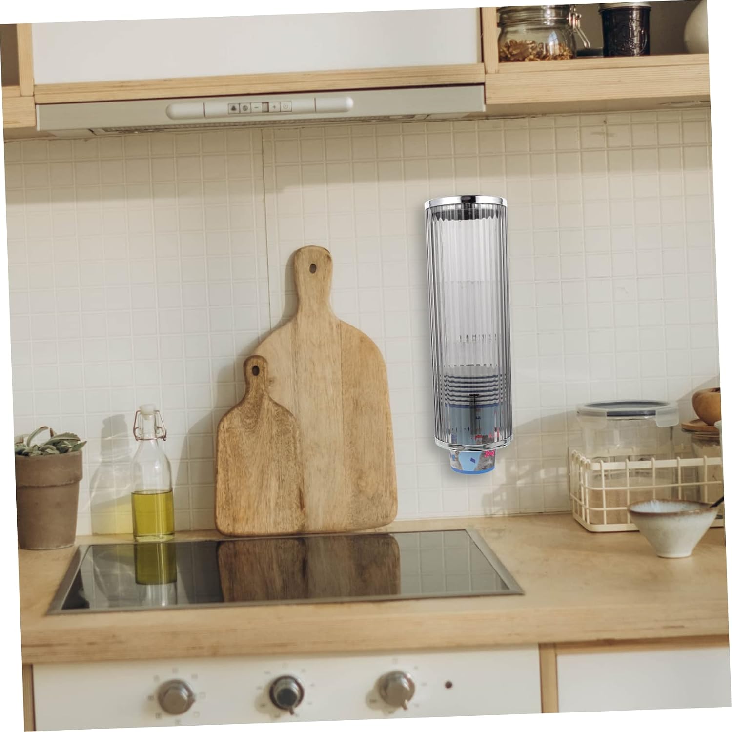 Wall Mounted Paper Cup Dispenser with Cover Easy to Install Organizer for Cups Space-saving Holder for Home Office and Events