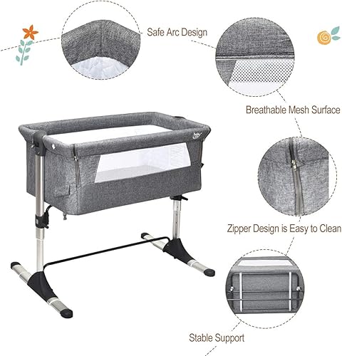 Miniatura 6 de BABY JOY Cuna junto a la cama para bebé, cuna portátil de viaje con moisés lateral con bolsa de transporte, moisés para recién nacidos a bebés, cuna