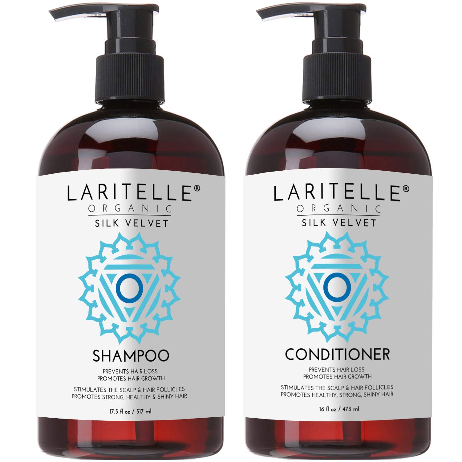 Laritelle Organic Hair Care Set Silk Velvet: Shampoo 17.5 oz + Conditioner 16 oz