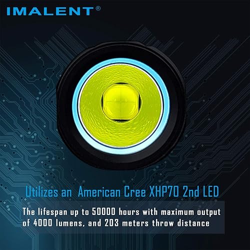 Miniatura 3 de IMALENT LD70 EDC linterna de mano recargable, alto rendimiento 4000 lúmenes con un CREE XHP70.2 LED, 5 niveles de claridad para acampar y senderismo