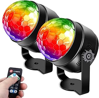 Disco Lights for Parties, Party Lights Disco Ball, 7 Colors Sound Activated with Remote Control Dj Stage Light for Festival Bar Club Wedding Show Home -2 Pack