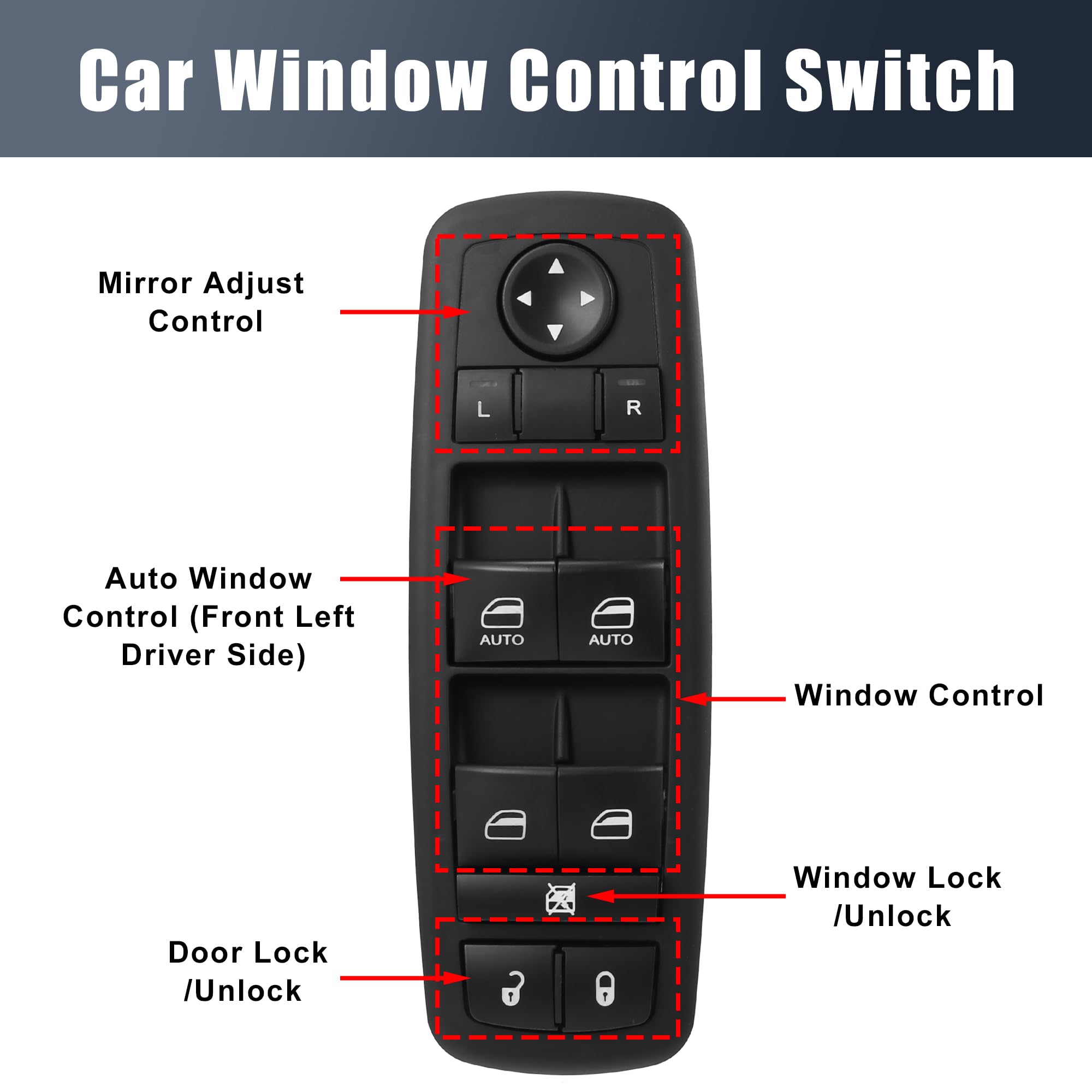 X AUTOHAUX Elektrischer Fensterheberschalter Für Ram 1500 2016 1pc