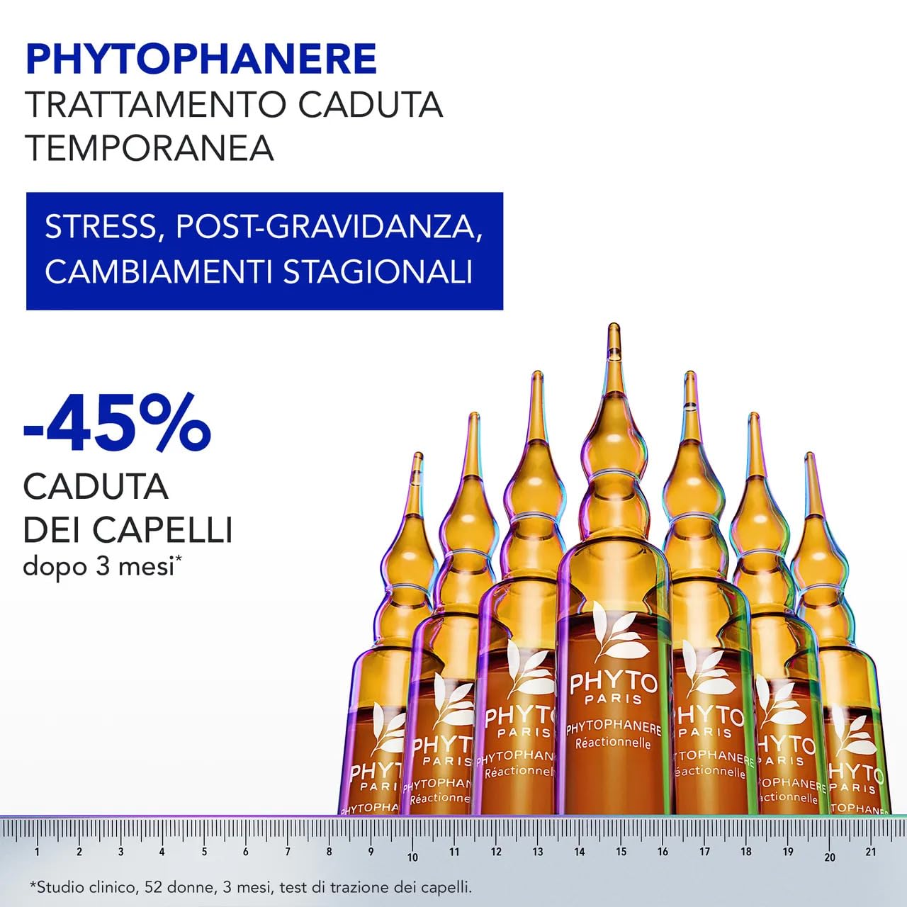 Phyto Paris - Phytophanere - Trattamento Anticaduta Capelli Temporanea - Stress, Post-Gravidanza, Cambiamenti Stagionali - Fiale 12x5ml