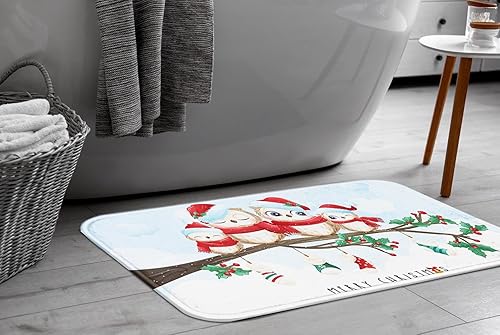 Miniatura 2 de ArtSocket Juego de 2 tapetes de baño de Navidad, con sombrero de Papá Noel, pájaro, decoración de baño, alfombras de 16 x 24 y 20 x 32 pulgadas,