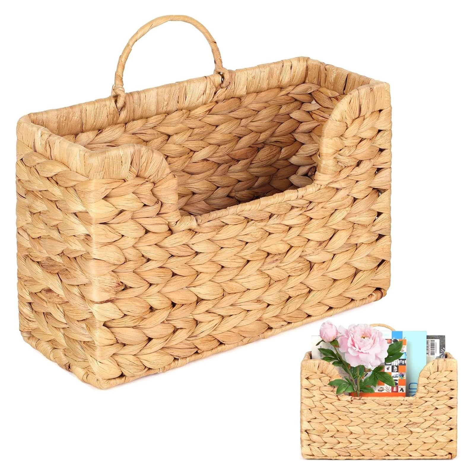 Cesta de almacenamiento for colgar en la pared, tejido vid calabaza, revistero ratán, decoración del hogar for sala estar y dormitorio Para Hogar