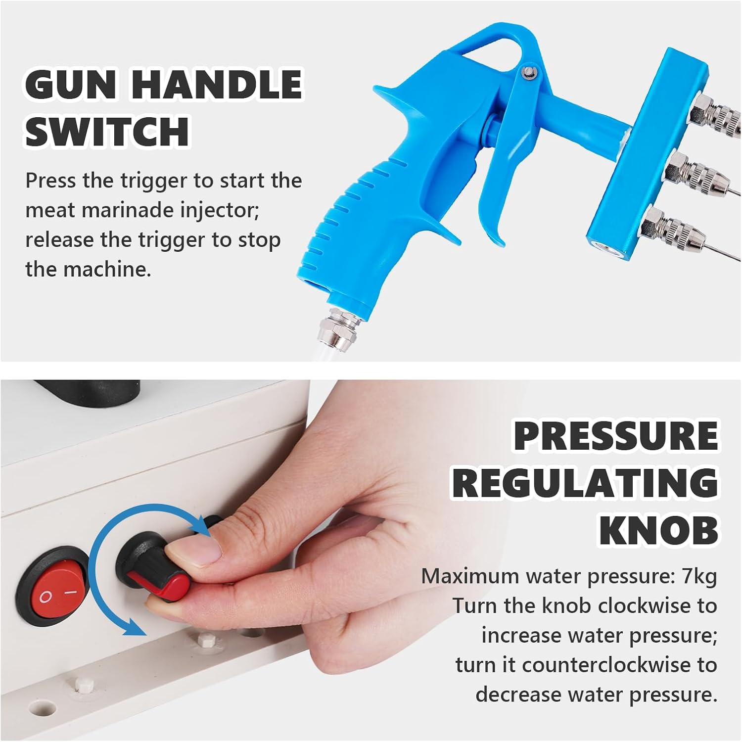 MXBAOHENG Electric Meat Injector Gun Pump with Hose, 60W Adjustable Pressure Marinade Injector Syringe with 20 Needles for Home Smoking, Family Parties & Outdoor Cooking Turkey, Pork, Beef
