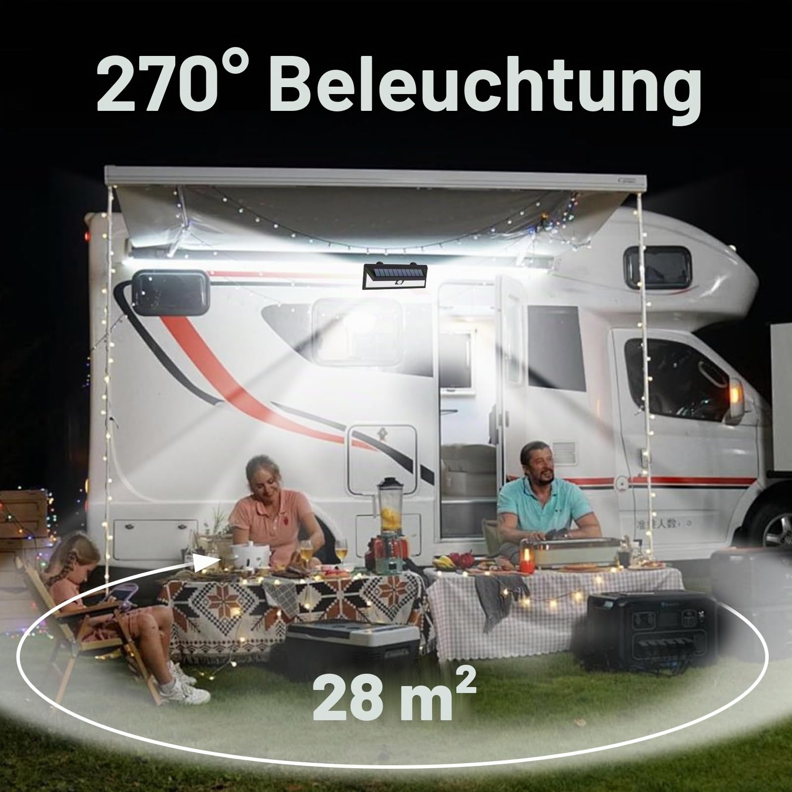 RV Magnetische Solarleuchten Außen mit Fernbedienung - 3 Beleuchtungsmodi Magnetisches Bewegungslicht Aussen Wasserdicht RV Solarleuchten für RV, Camper, Anhänger, Garage Außenbeleuchtung