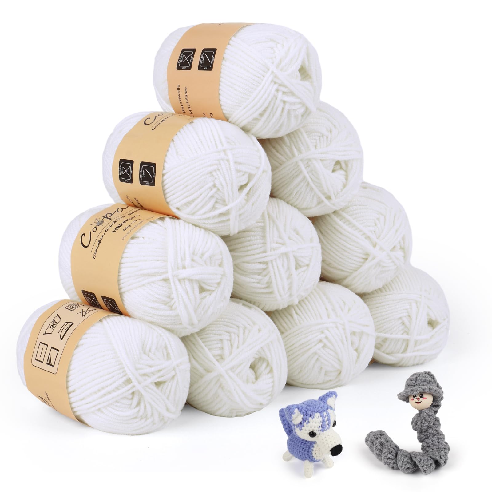 Coopay Wolle zum Häkeln, 450g (10x45g) Weiches Häkelgarn, 5 Faiding Wolle zum Stricken, Babywolle zum Häkeln für Anfänger, Super Weich Häkelgarn Babywolle für Häkel- und Strickprojekt