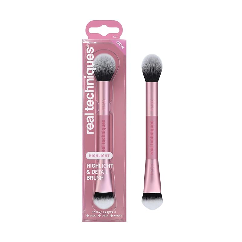 Pincel Real Techniques Highlight & Detail para Iluminação e Detalhes, Rosa, 1 unidade