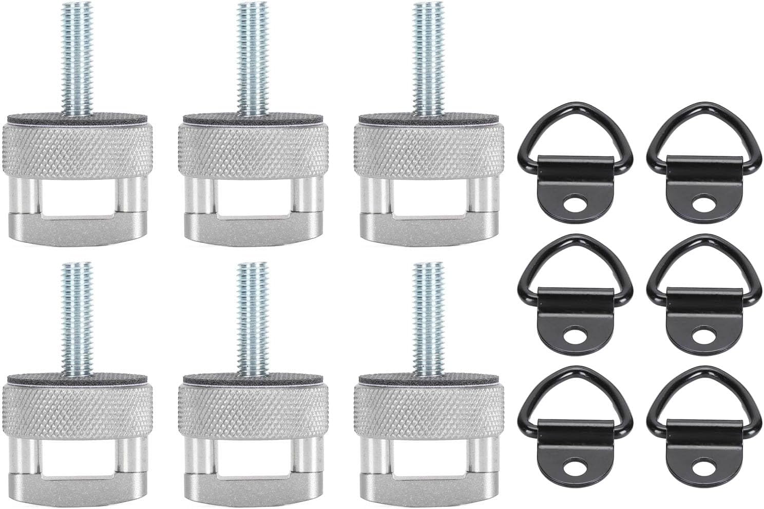 6pcs Quick Removal Thumb Screw Steel Billet Aluminum D Ring Hardtop Bolts, for JK JT 2007 to 2018 (Silver)