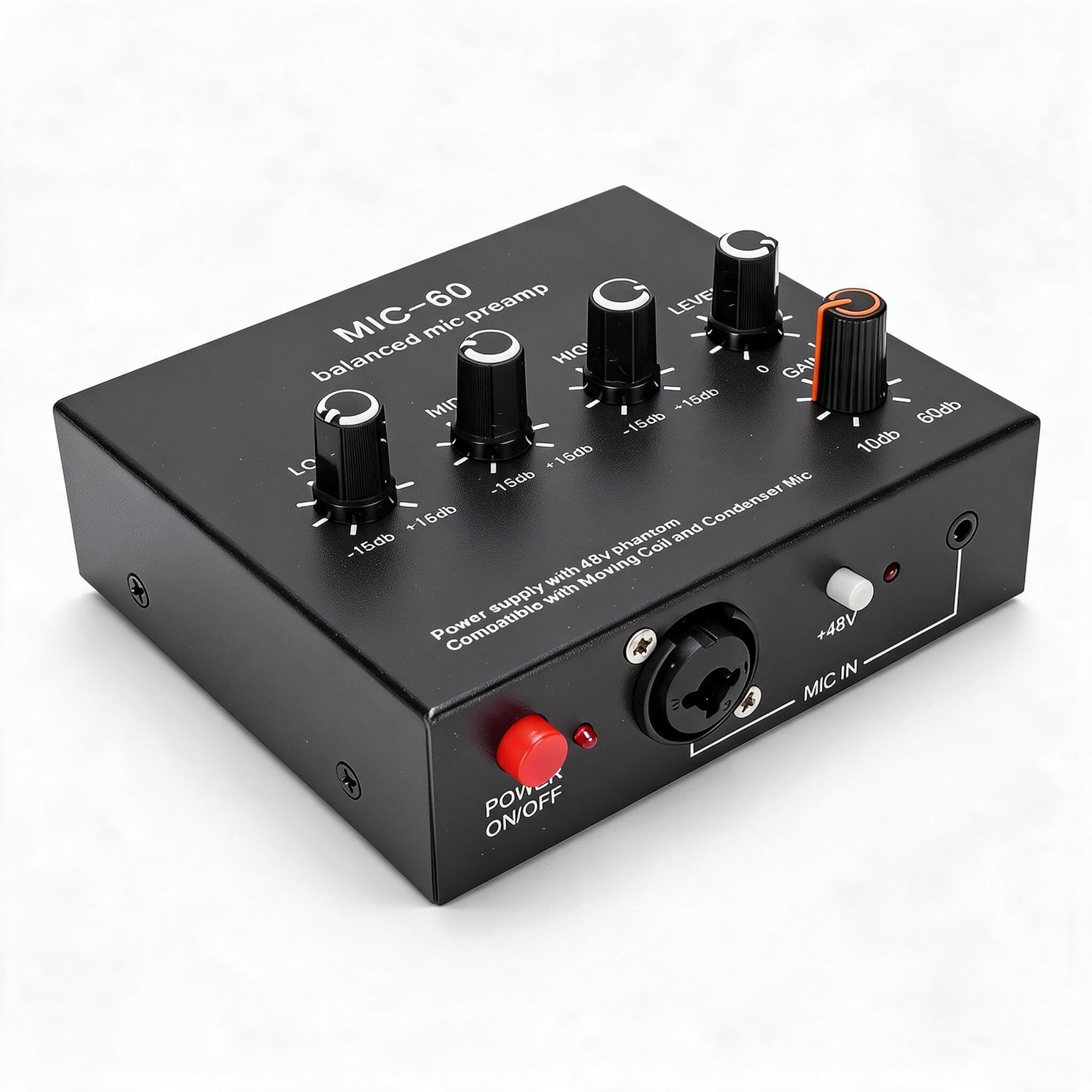 Mikrofon Gain Booster, Mikrofonvorverstärker XLR 3,5 Mm 6,35 Mm Eingänge Geben die Aluminiumlegierung des Ausbalancierten Schaltkreises für Sprachaufzeichnungen für Dynamischen Kondensator aus (Mit