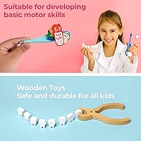 Vista 6 de Kit de médico de madera para niños, juego de juguetes médicos para dentistas, kit con estetoscopio, juguete médico para niños pequeños y niñas a
