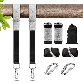 Tree Swing Hanging Kit - Holds up 1700 LBS 9.8ft Polyester Fiber Straps with 2 Tree Protectors Pads + 2 Carabiners, Perfect for Child Swing, Hammock, Hanging Kit Straps