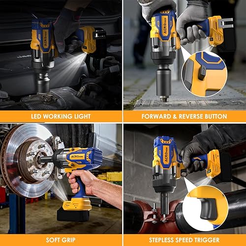 Miniatura 6 de Llave de impacto inalámbrica compatible con batería DEWALT 20V MAX, 1/2" 1700FT-LBS destornillador de impacto sin escobillas de alto torque, parada