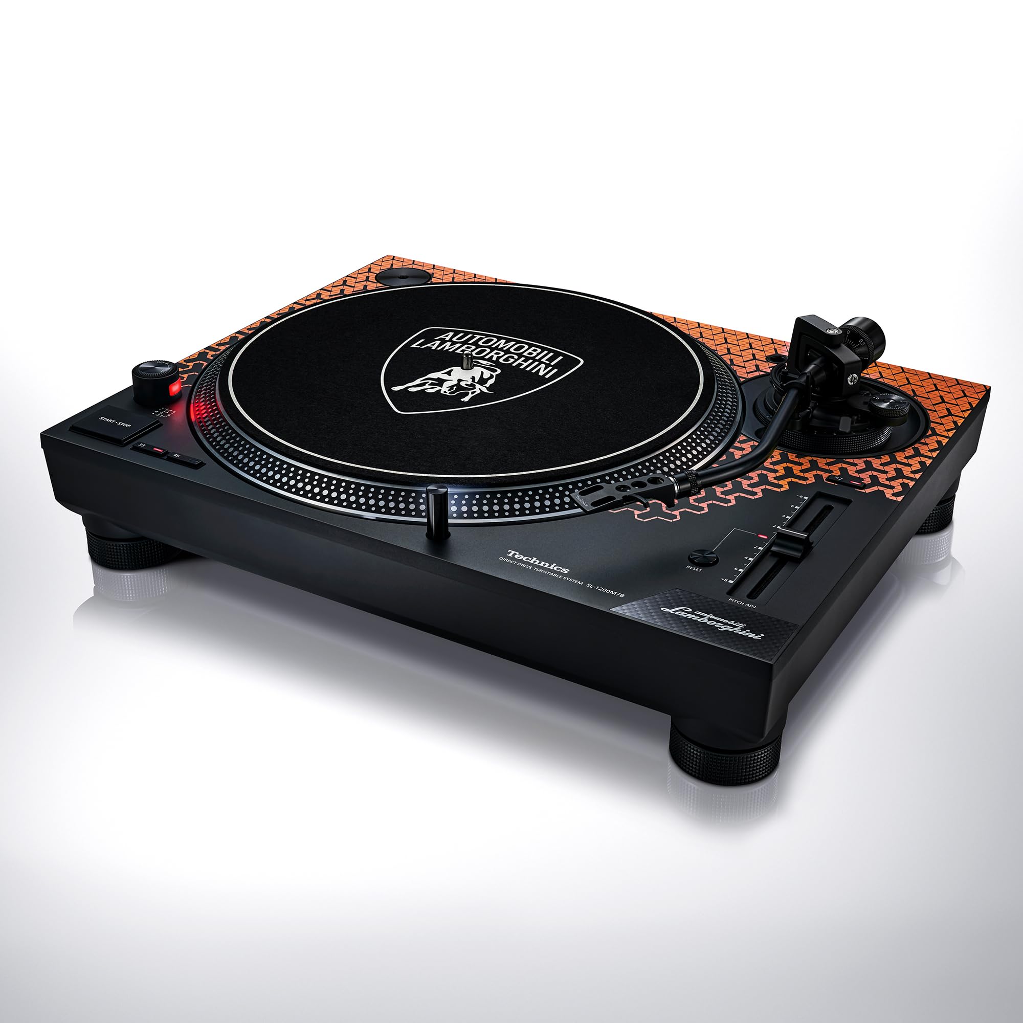 Technics SL-1200M7PBD Lamborghini Edition Système de Platine à entraînement Direct, Moteur sans Noyau, Lecteur Vinyle à 3 Vitesses, illuminateur de Stylet, Orange