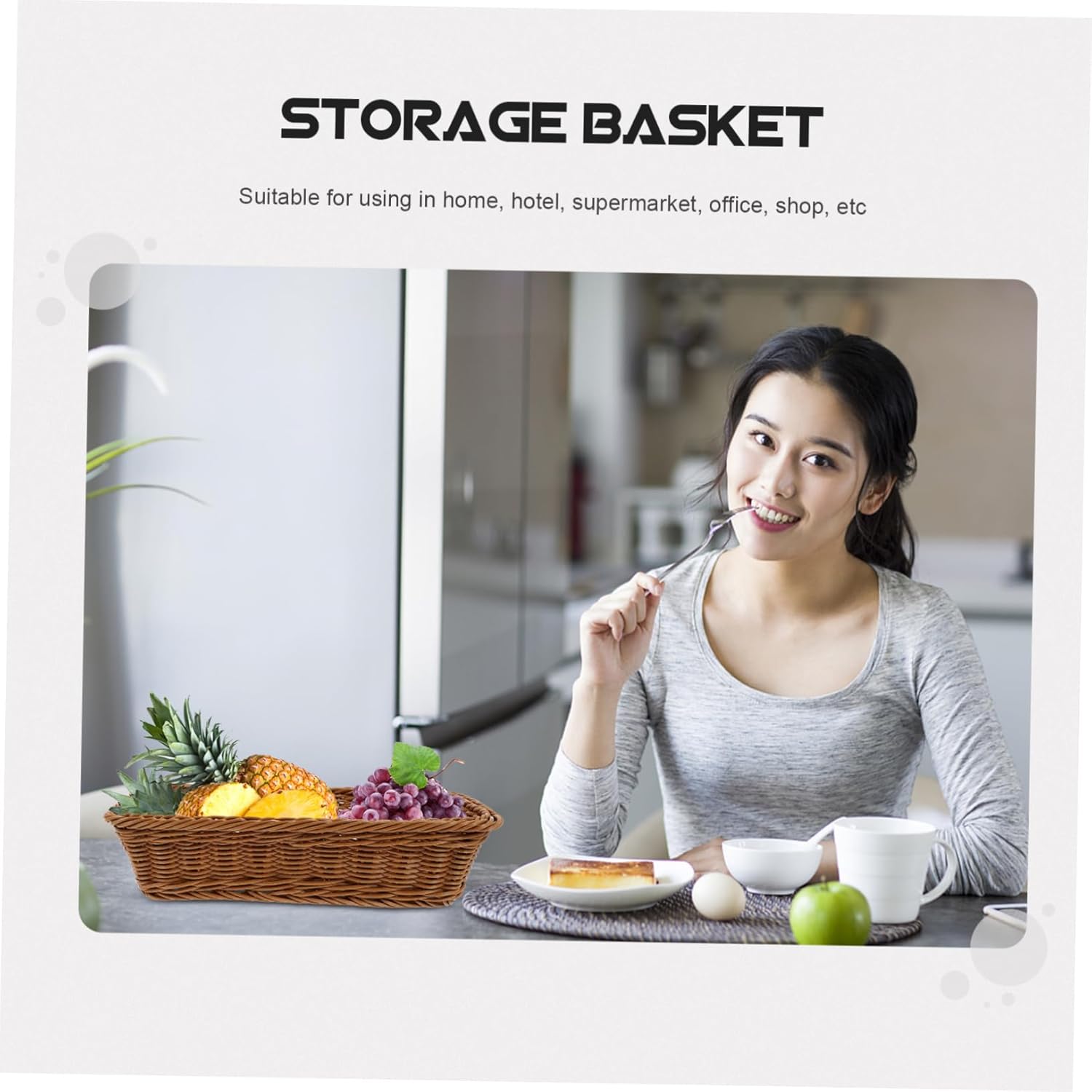 Fruit Basket Rattan Storage Basket Kitchen Fruit Home Storage Hand-woven Light Easy to Move for Snacks