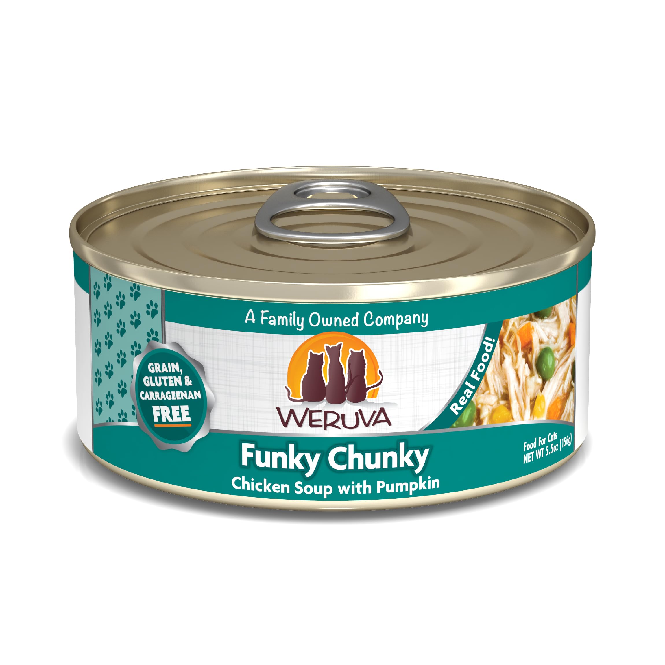 Weruva Classic Cat Food, Funky Chunky Chicken Soup with Chicken Breast & Pumpkin, 5.5oz Can (Pack of 24)