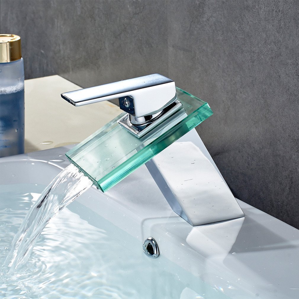 Rubinetto A Cascata DP Bath In Vetro Bambú - Design Moderno, Argento - Foto 9