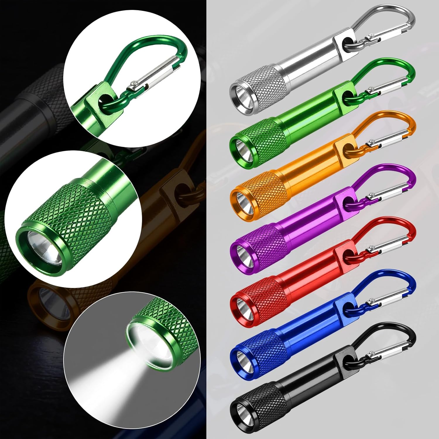 42 Pcs Mini Keychain Flashlights Ultra-Bright LED Metal Carabiner Clip Compact Emergency Lights for Camping Hiking Cycling Survival Kits