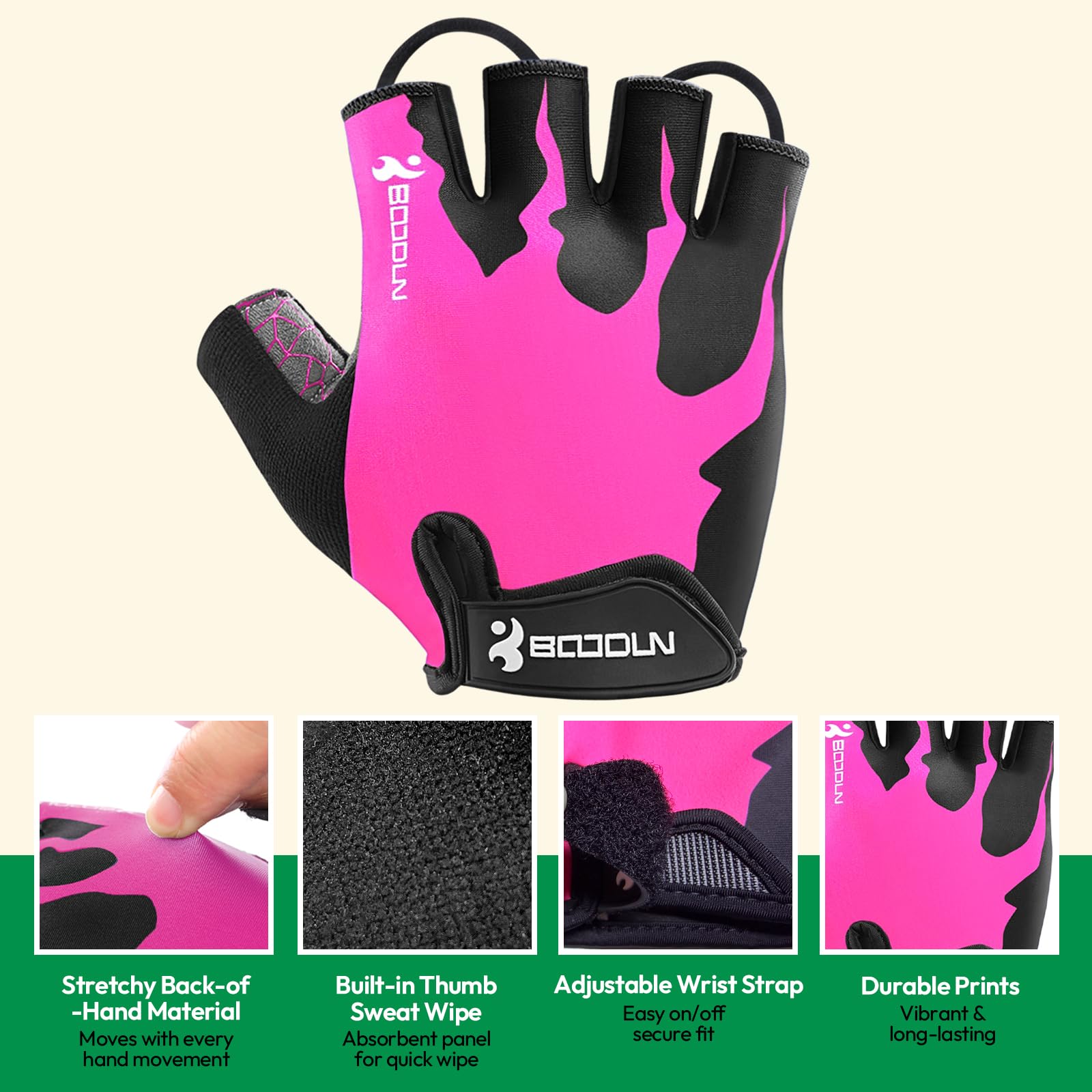 KONVINIT Gants de vélo Demi-Doigts Respirant mitaine vélo rembourrés avec poignée Anti-dérapante Unisexe pour VTT,vélo de Route,Gymnase,Crossfit,haltérophilie